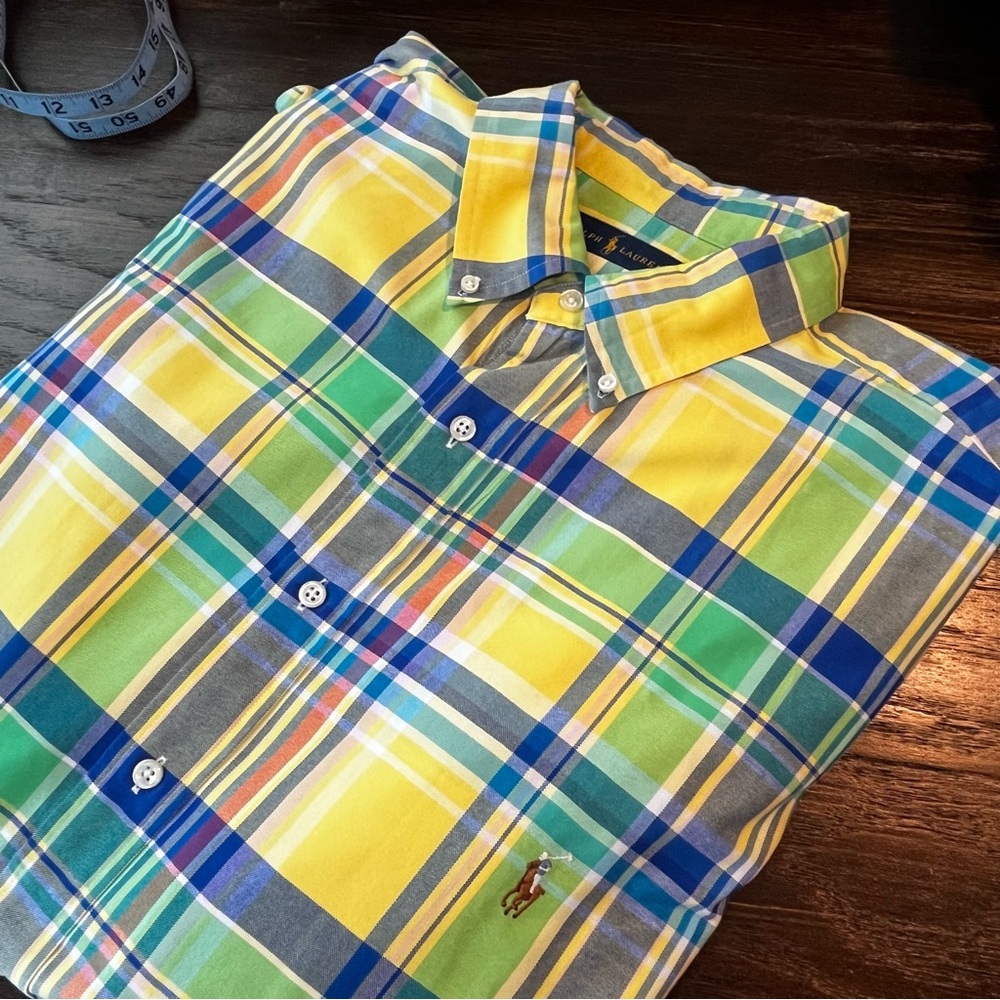 Ralph Lauren Men's Vibrant Plaid Shirt - Yellow, Green, Blue | 2XB